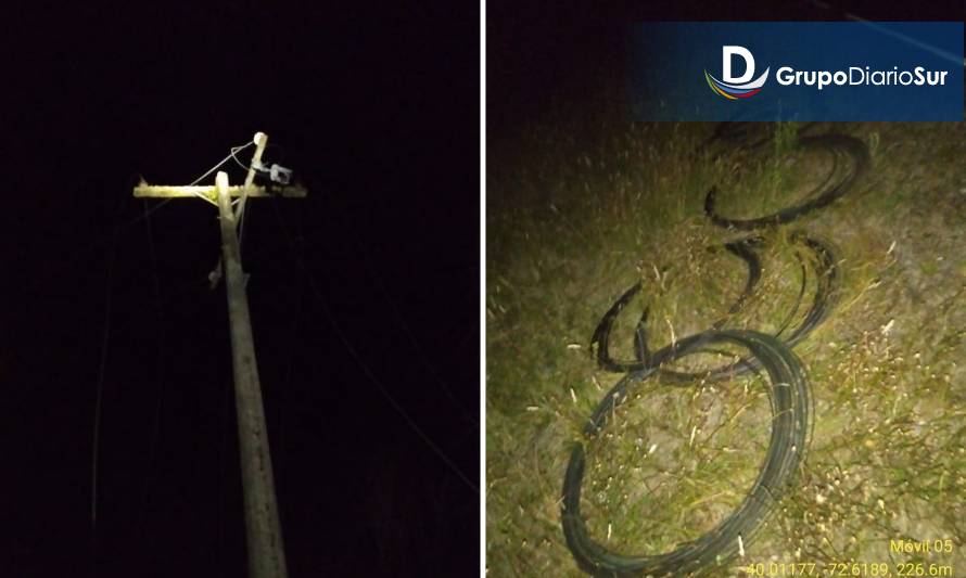 Robo frustrado de cable conductor dejó sin luz a sectores rurales de Futrono