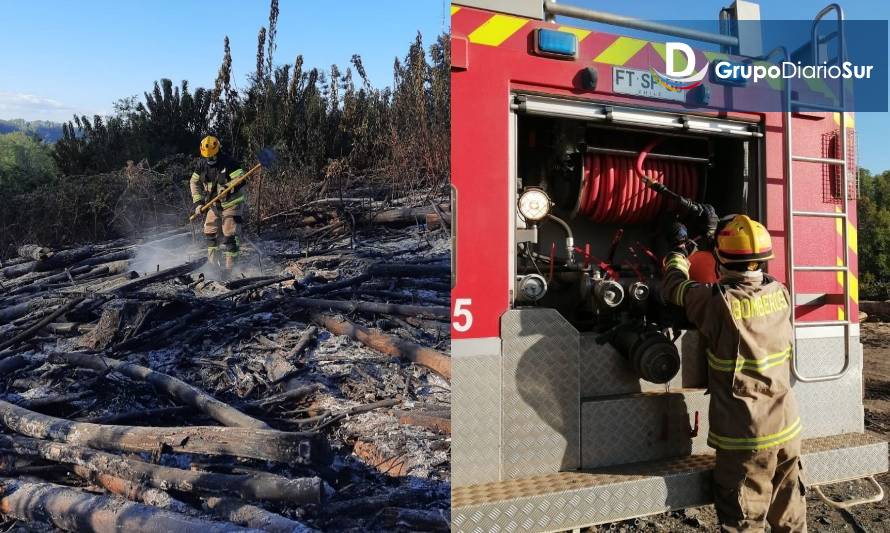 Bomberos controlaron incendio forestal en Río Bueno