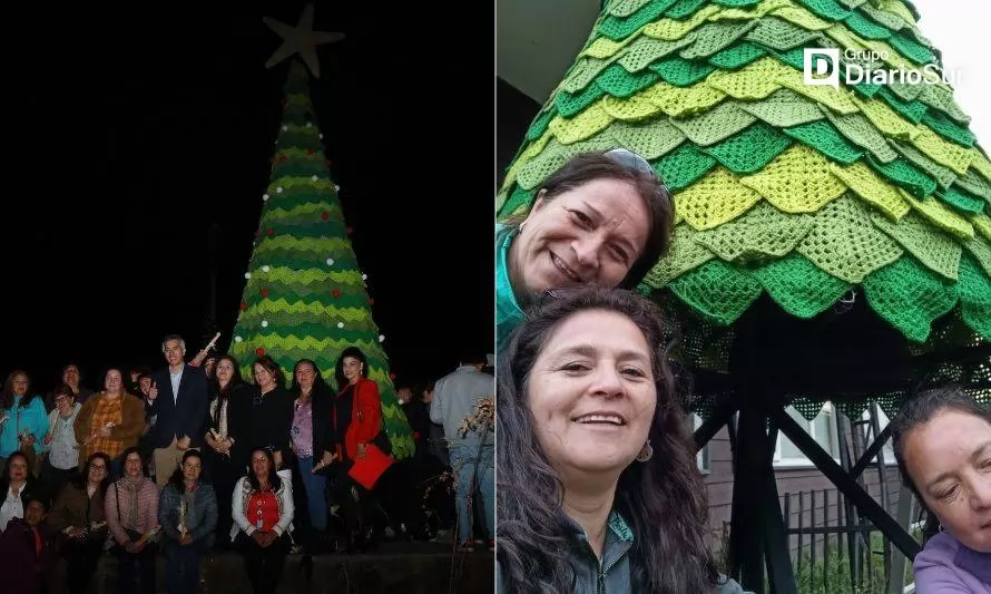 Coñaripe sorprende con árbol tejido y construido por emprendedoras de la zona