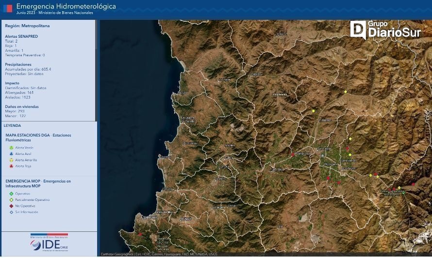 Bienes Nacionales pone a disposición visor territorial de la
emergencia por sistema frontal