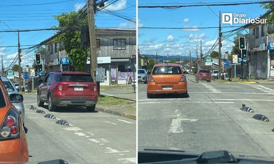 Conductor fue sorprendido infraganti saltándose la fila en una ciclovía de Valdivia