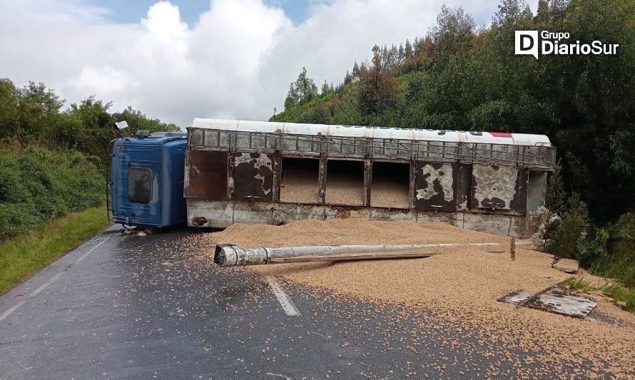 Reportan camión volcado en ruta Los Lagos-Riñihue