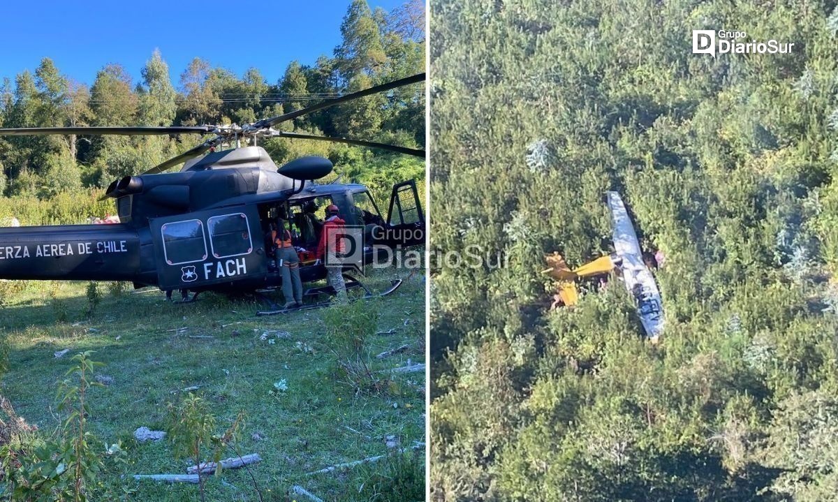 Avioneta capotó en Los Lagos: confirman un fallecido y dos heridos graves